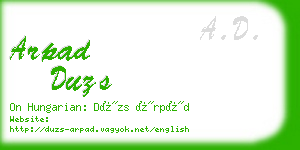 arpad duzs business card